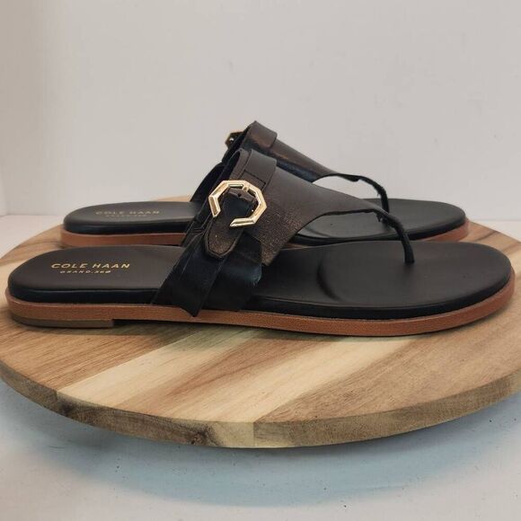 Cole Haan Grand 360 Felicity Leather Sandal Size 10 B Women's Black - Picture 1 of 10